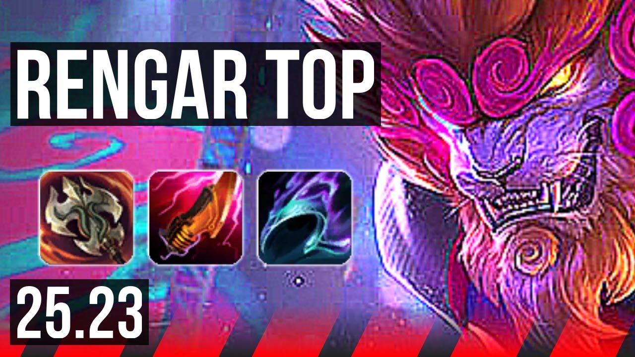 RENGAR vs ZAAHEN (TOP) | 9 solo kills, 600+ games, Dominating | KR Master | 25.23