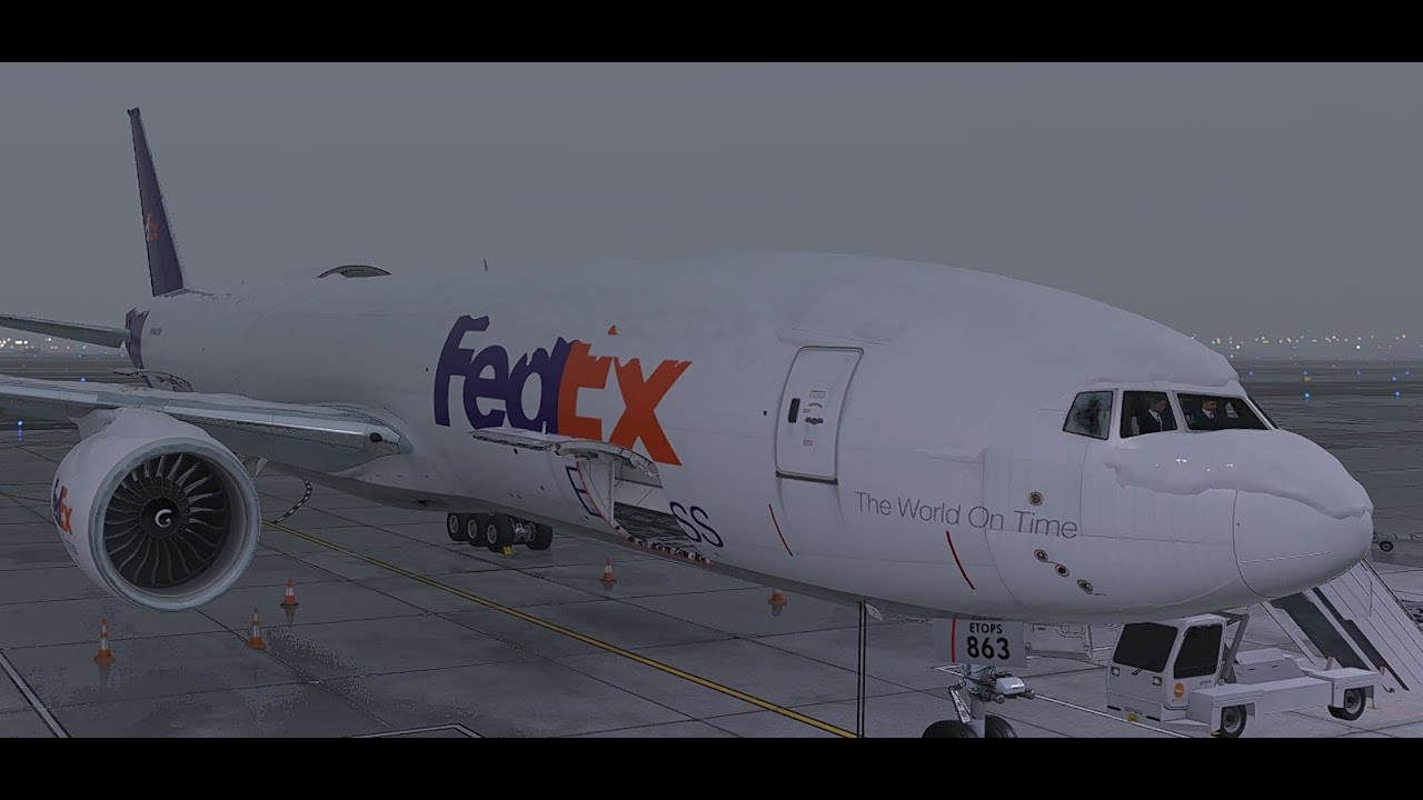 XP12.4.0 b4 FF B772F FEDEX Cargo Snow Storm Ops | KAFW - KIND