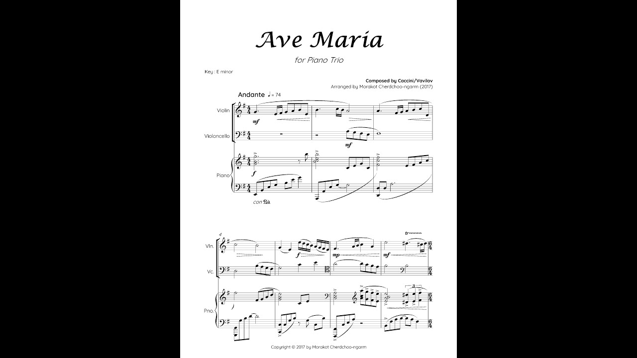 AVE MARIA (CACCINI/Vavilov) | Piano Trio + Sheet Music