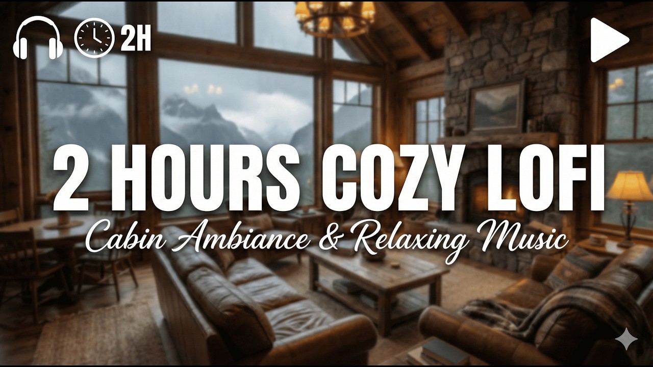 Rainy Mountain Cabin 🌧️ Heavy Rain, Cozy Fireplace & Soft Lofi to Relax & Study