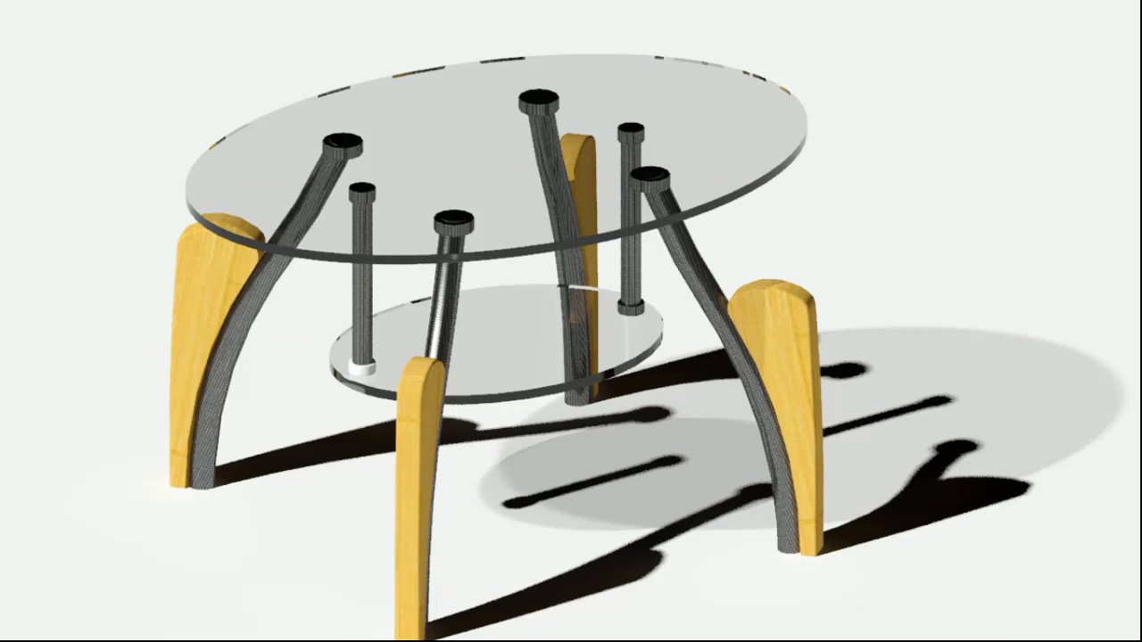 AutoCAD 3d Model Glass Center Table Design in AutoCAD Solid Editing, QasimCAD