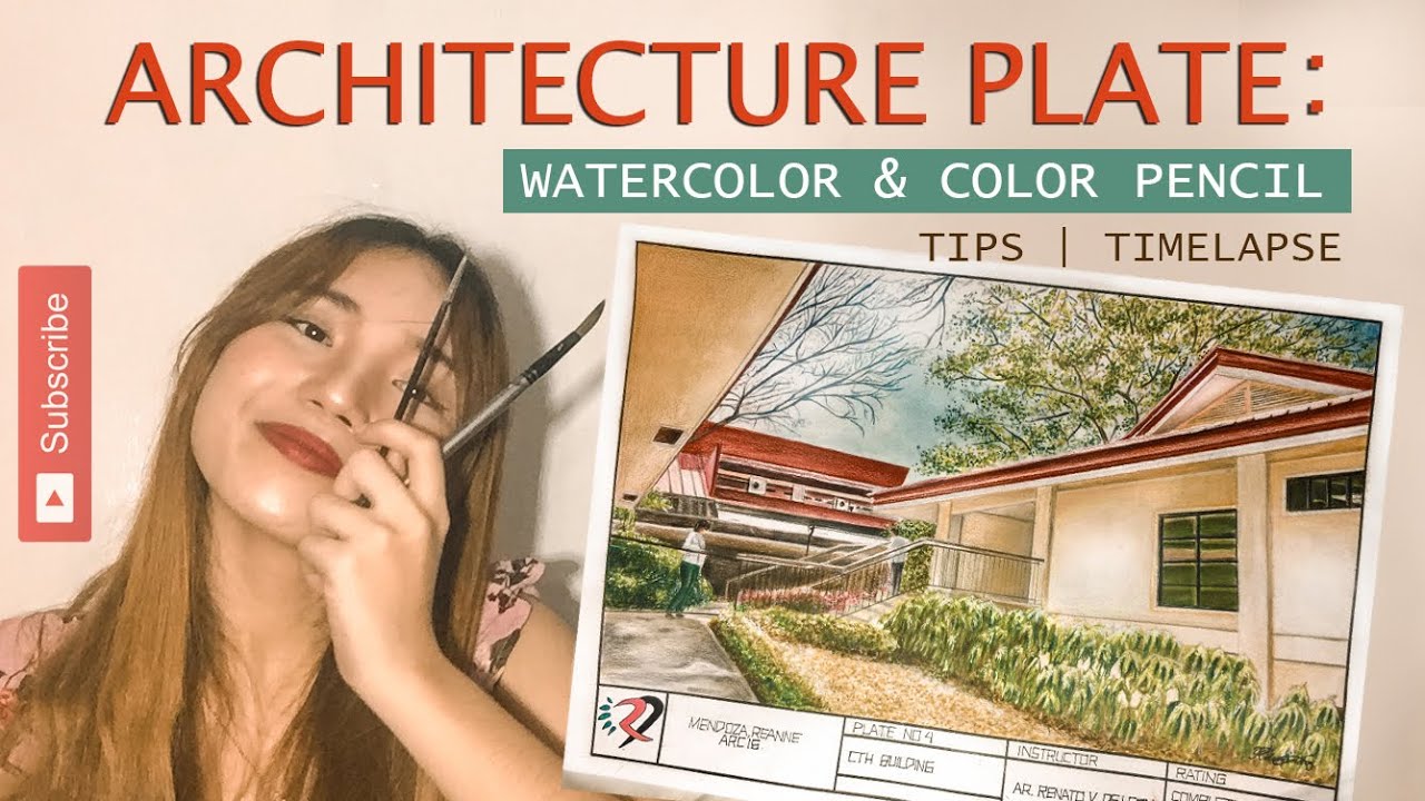 ARCHITECTURE PLATE: Watercolor + Color Pencil | Tips & Timelapse
