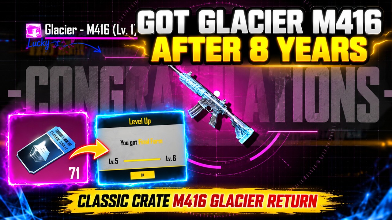 😍GOT M416 GLACIER AFTER 8 YEARS | BGMI GLACIER M416 CRATE OPENING TRICK | CLASSIC CRATE OPENING