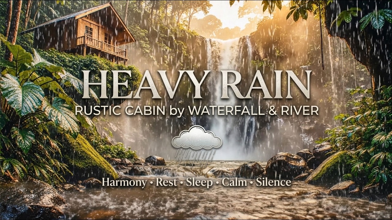 Calm Rainy Evening Rustic Cabin River Flowing Stress Relief Overcome Insomnia