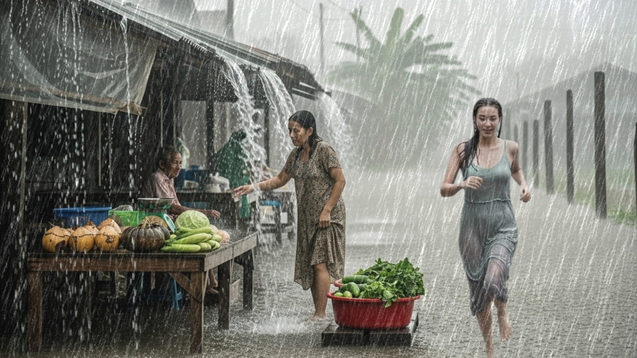 CAN YOU SLEEP IN THIS? ⚡ Heavy Rain & Thunder in an Indonesian Village 🌧️ Rain Sound Sleep Therapy