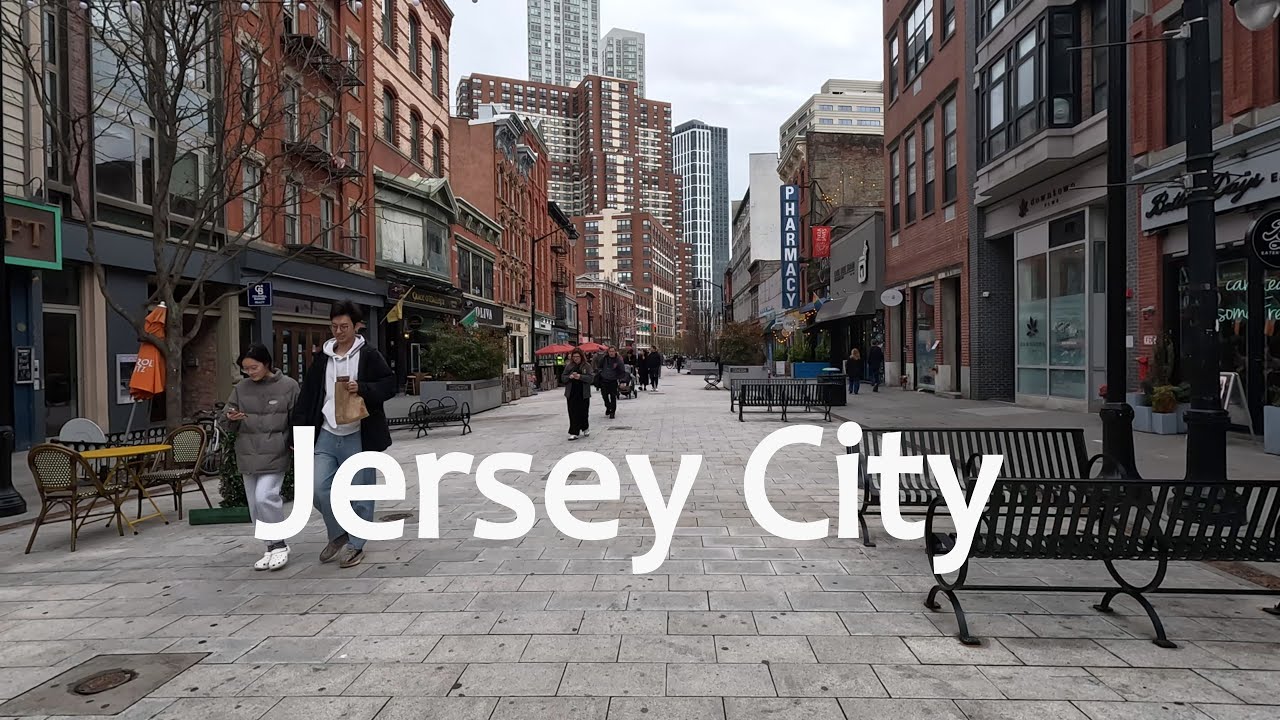Jersey City  - Walking tour Journal Square  to Grove St - USA / 4К