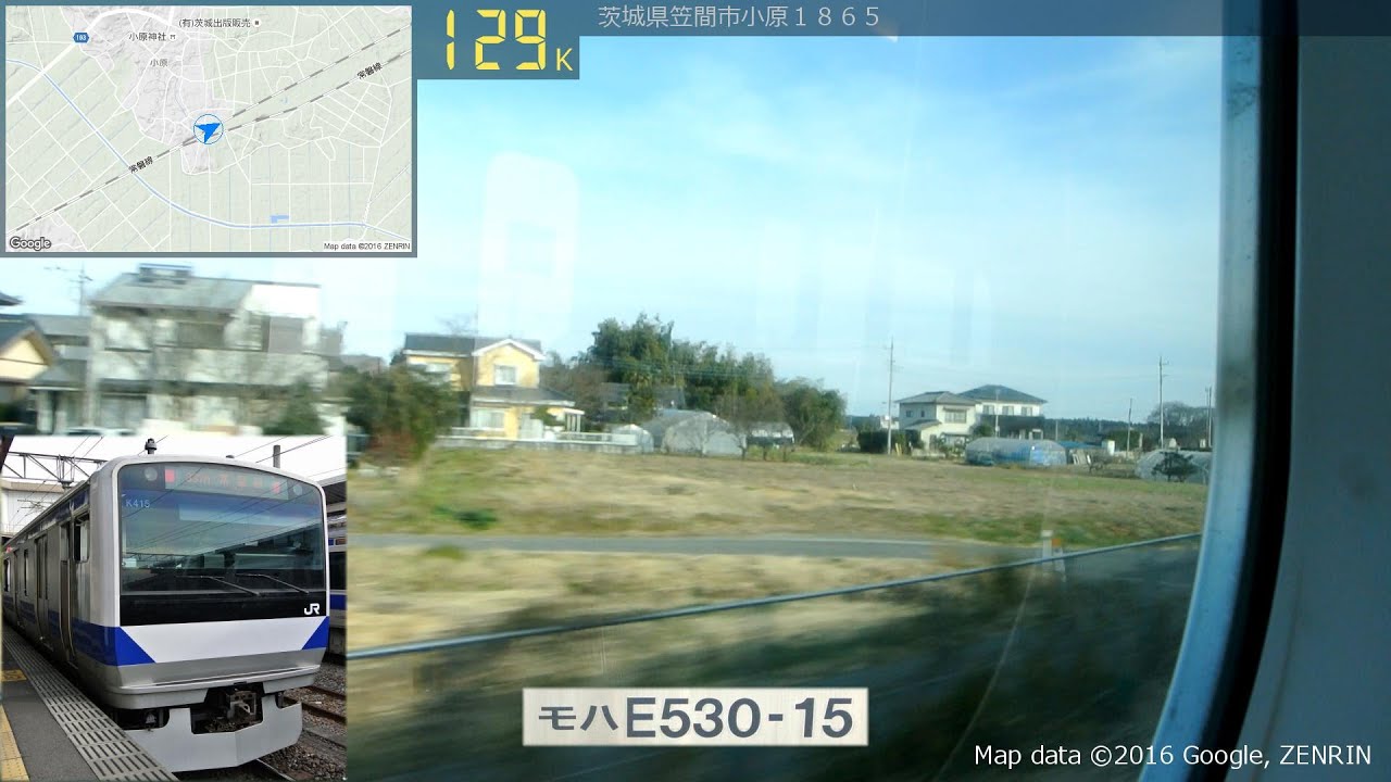 【速度計】常磐線E531系 130km/h運転車窓(1) (友部⇒内原)【日立IGBT-VVVF】