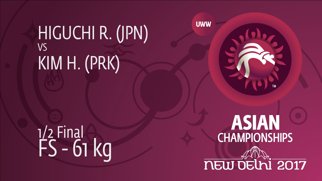 1/2 FS - 61 kg: H. KIM (PRK) df. R. HIGUCHI (JPN) by FALL, 7-14