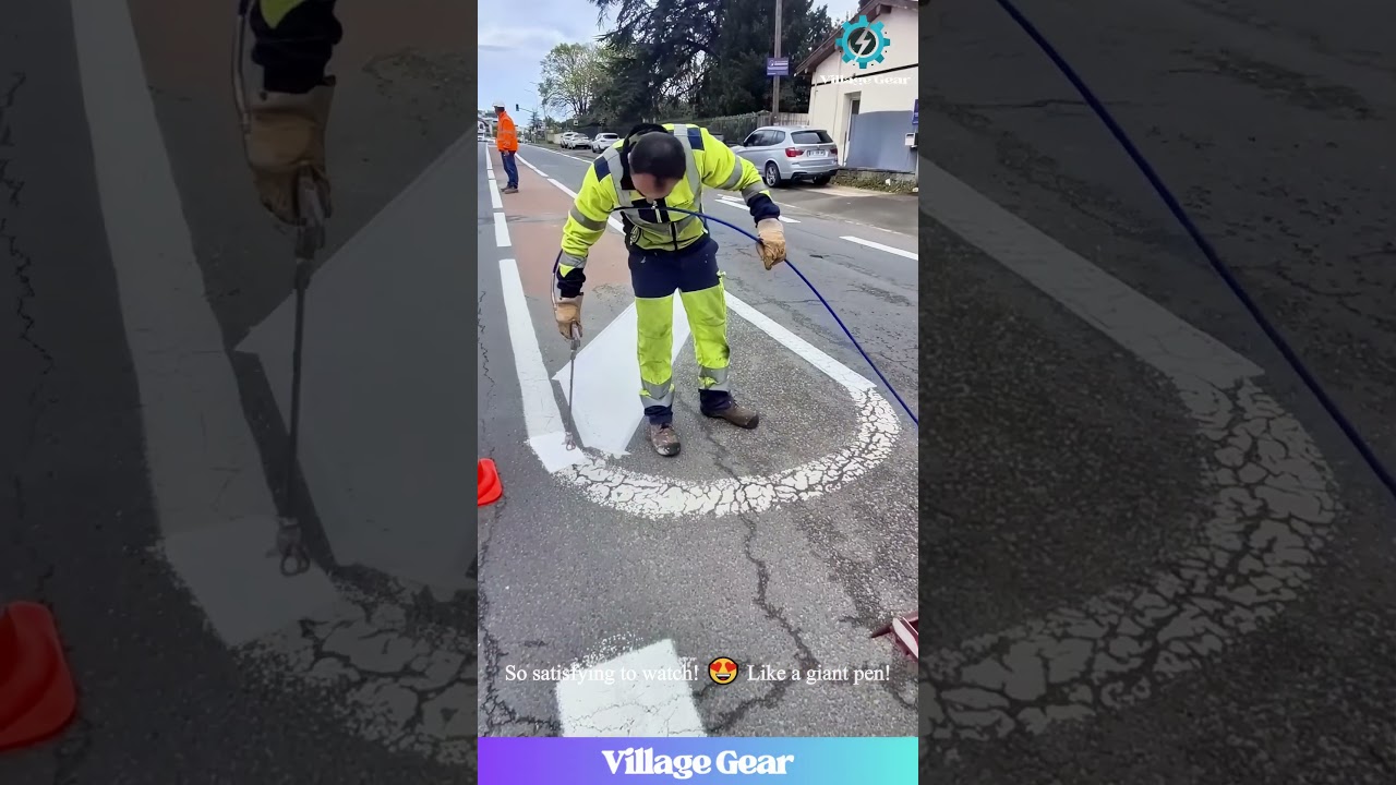 This Road Painting is So Satisfying, My OCD is CURED! 😂🎨 #roadpainting #oddlysatisfying #skills