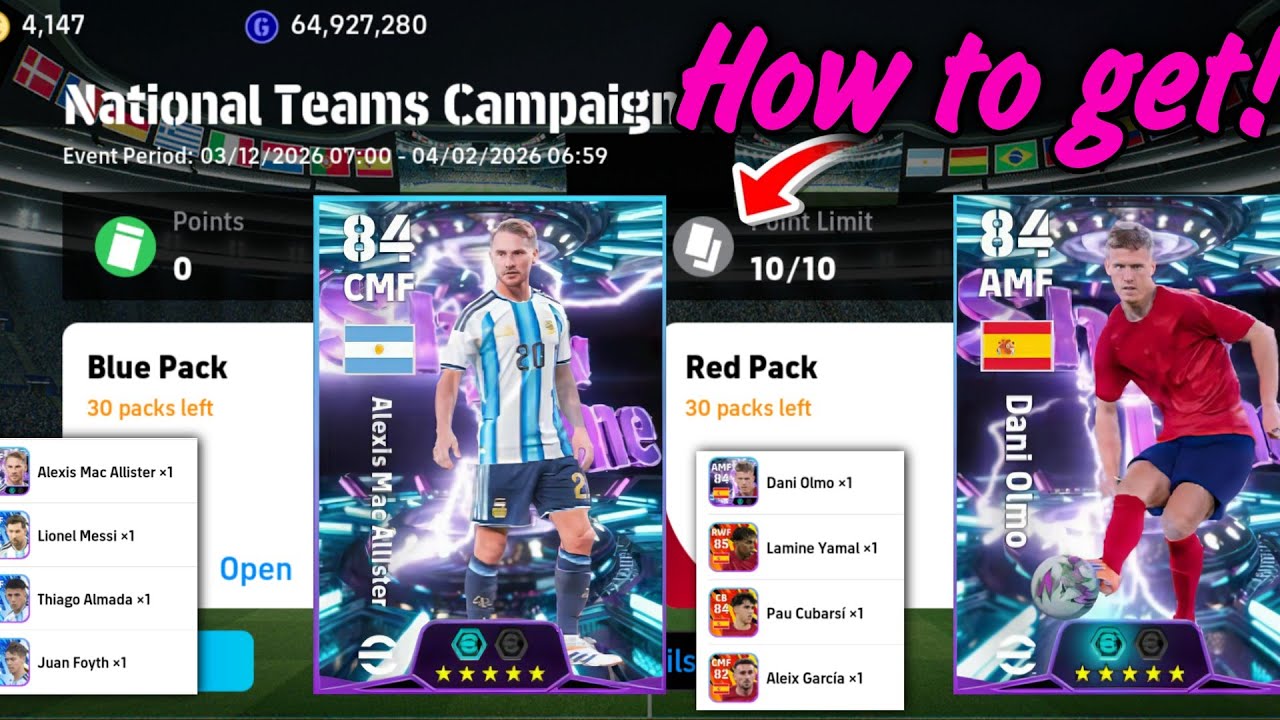 How to get Free Showtime Dani Olmo, Mac Allister, Free Coins in National Teams Campaign in eFootball