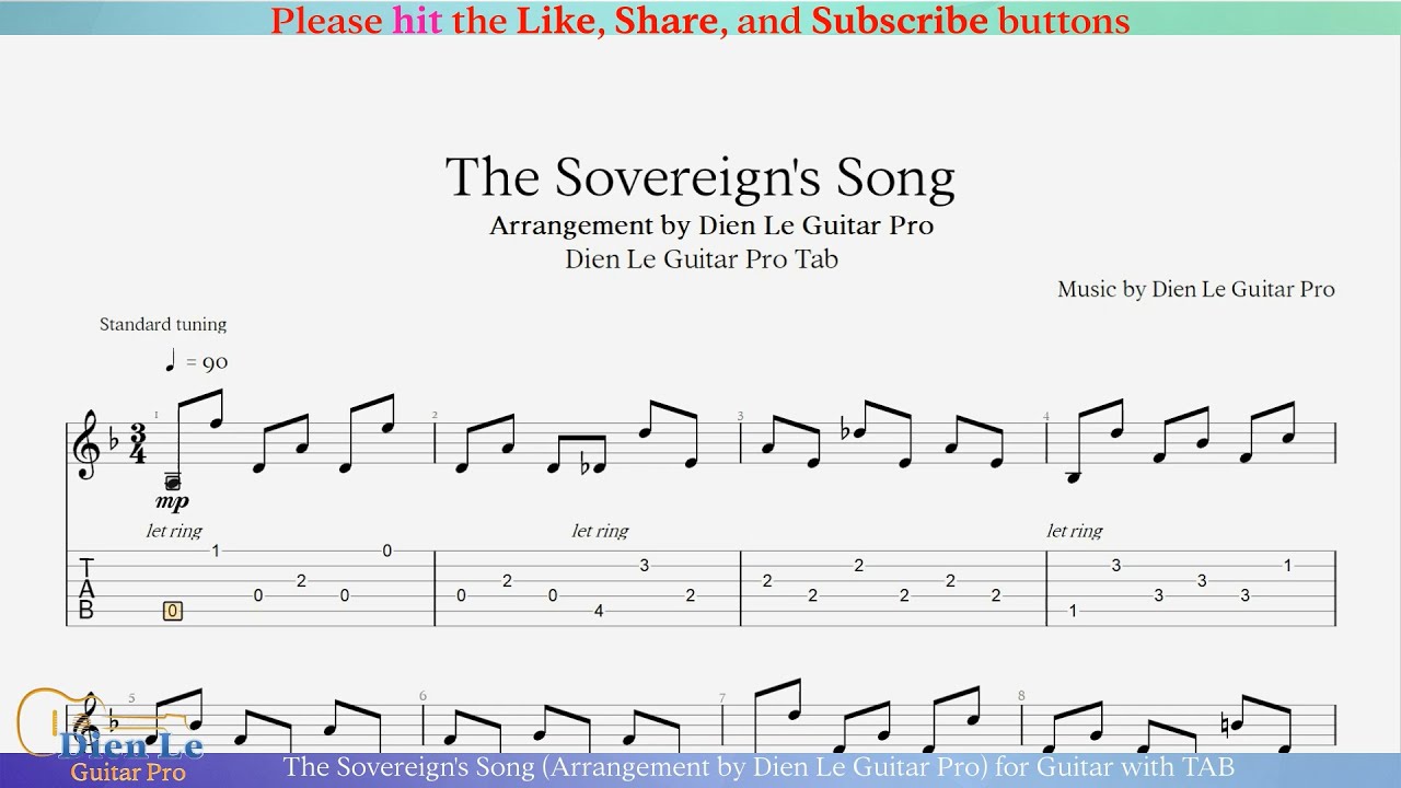 The Sovereign's Song (Arrangement by Dien Le Guitar Pro) for Guitar with TAB