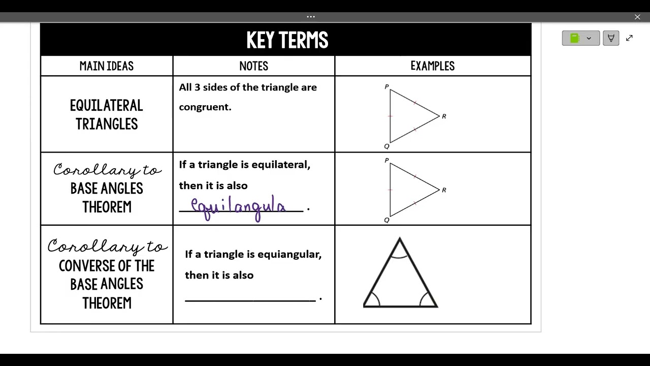 5.4 Equilaterial and Isosceles Triangles Notes Geometry