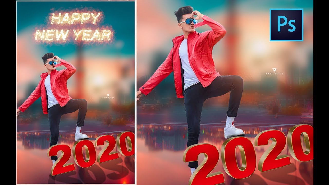 Happy new year 2020 photo editing in photoshop | Photoshop new year editing 2020 - Amit editz