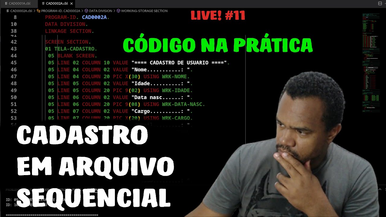 💻 COBOL na prática [VSCode + GnuCOBOL] #10 | Cadastro Simples em Arquivo Sequencial