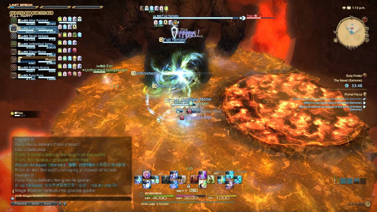 FFXIV :ARR The Navel (Extreme) - Titan Primal Battle - ( Whm PoV )
