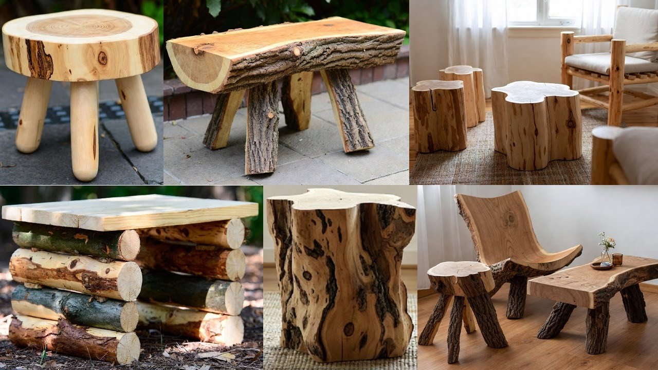 Small wood log furniture and d&eacute;cor ideas for modern living spaces