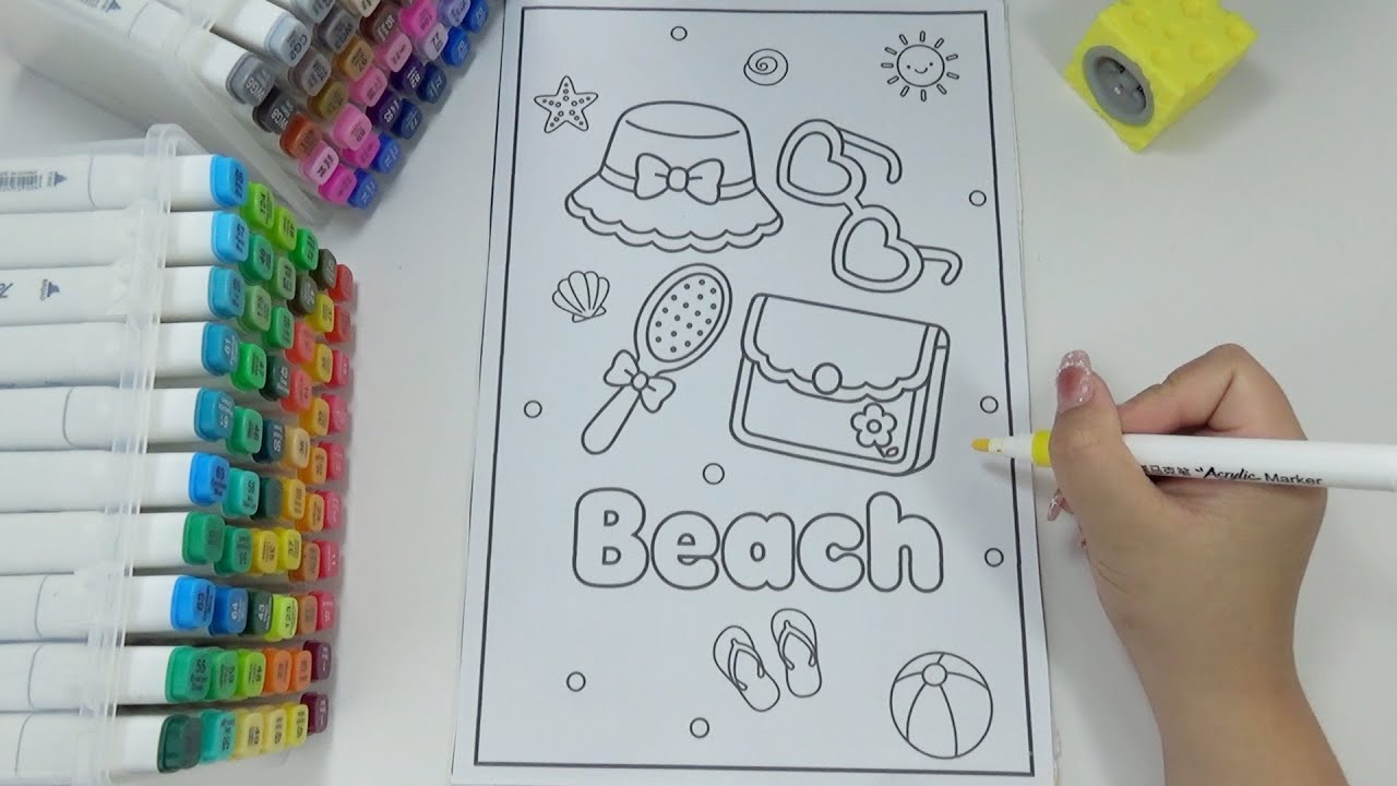 Relaxing Summer Vibes: Coloring Cute Beach Accessories 👒🌊🏝️☀️🏖️✨