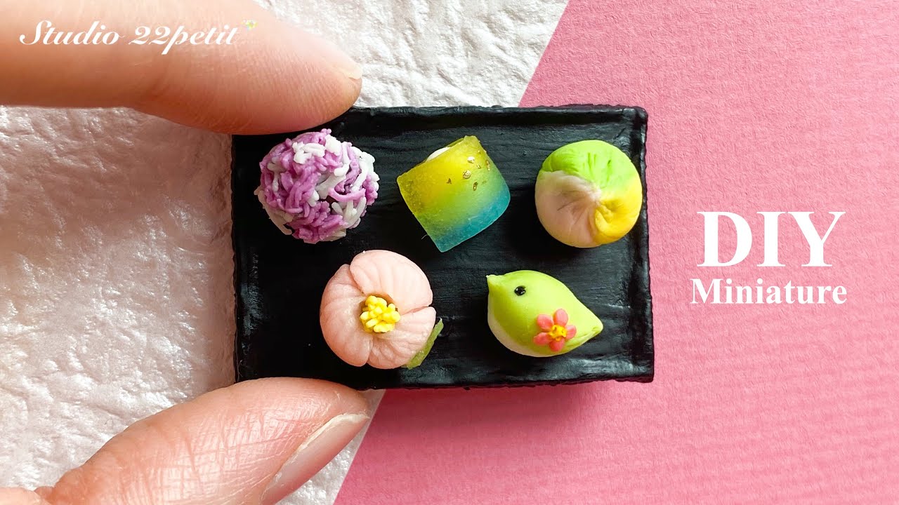 【樹脂粘土】ミニチュア和菓子を作りました DIY Miniature Japanese sweets-WAGASHI-/air dry polymer clay/fakefood【ミニチュアフード】