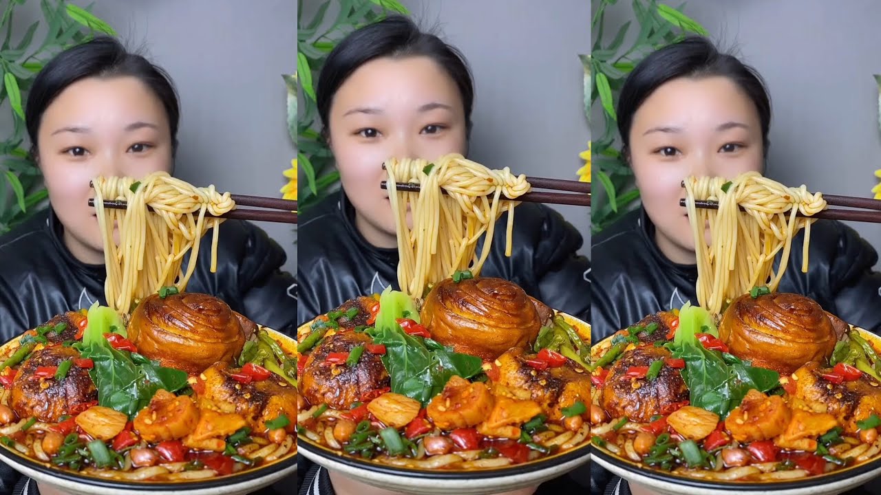 Yummy #31 ,Chinese mukbang, huge Spicy Noodles feast! 🍜 & Dumpling Soup 🍲😋