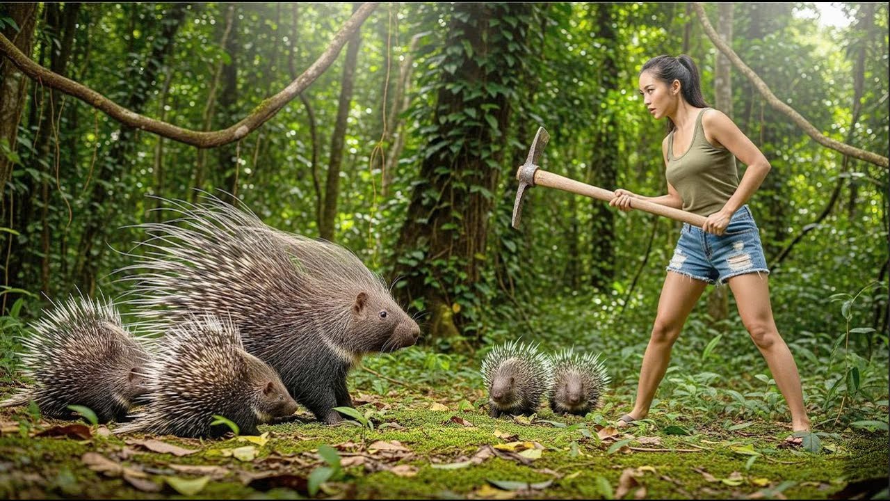 Checking Traps: Big Porcupine Caught & How to Skin It | Survival With Her