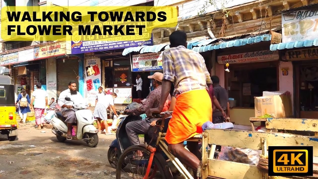 4K CHENNAI Walk towards FLOWER MARKET in PARRYS CORNER | She' Walkin goes to South India