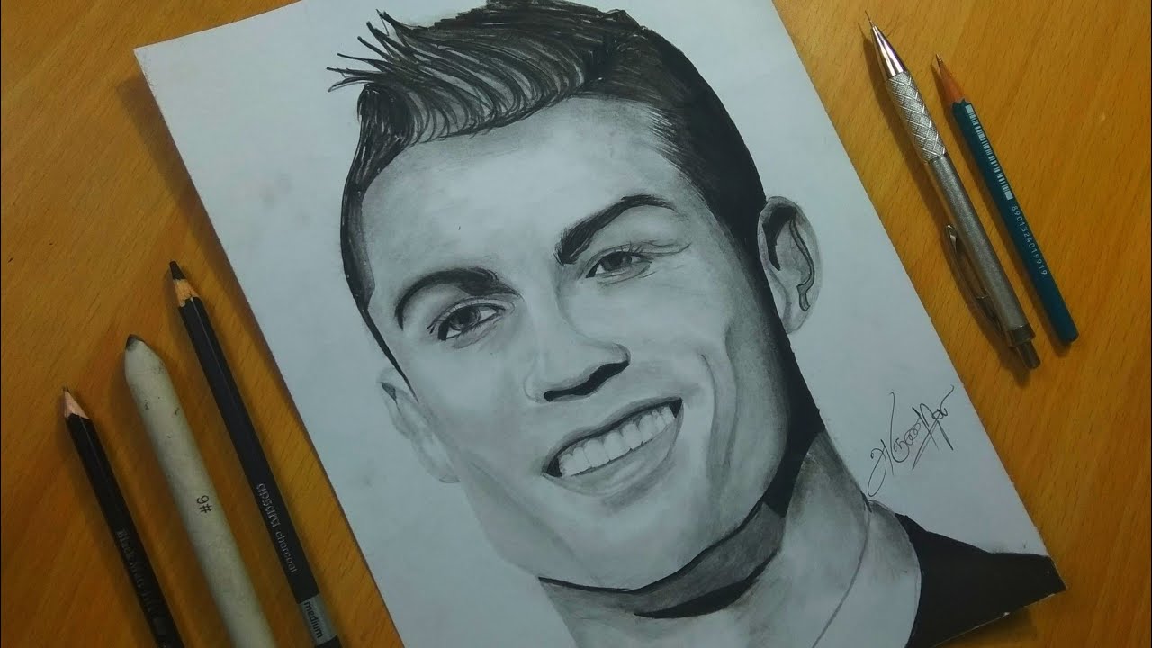 Ronaldo realistic Drawing|graphite pencil and charcoal Pencil Drawing|football player