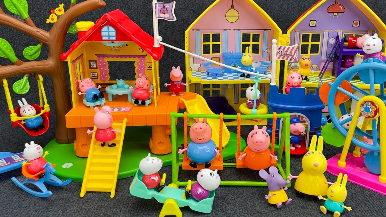 Satisfying Unboxing PEPPA PIG's Family Water Park Slide Pool & Picnic Toy Playset 🐷 Funny Peppa Toys