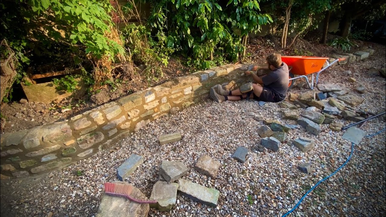 GOOD start on the RUBBLE stone retaining wall!
