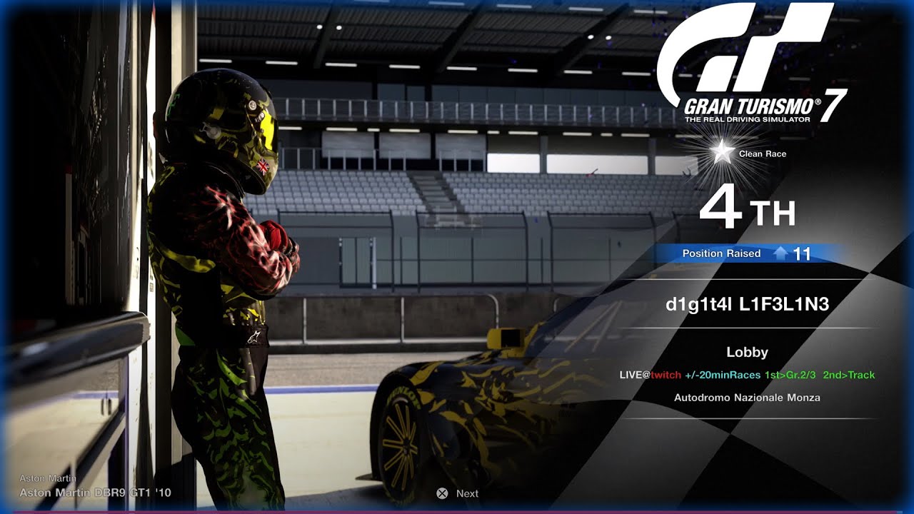 GT7 @PS5 🌟Group 3 BoP🌟 🚘Aston Martin DBR9 GT1🚘 🌍Autodromo Nazionale Monza🌍 🎮by #d1g1t4lL1F3L1N3