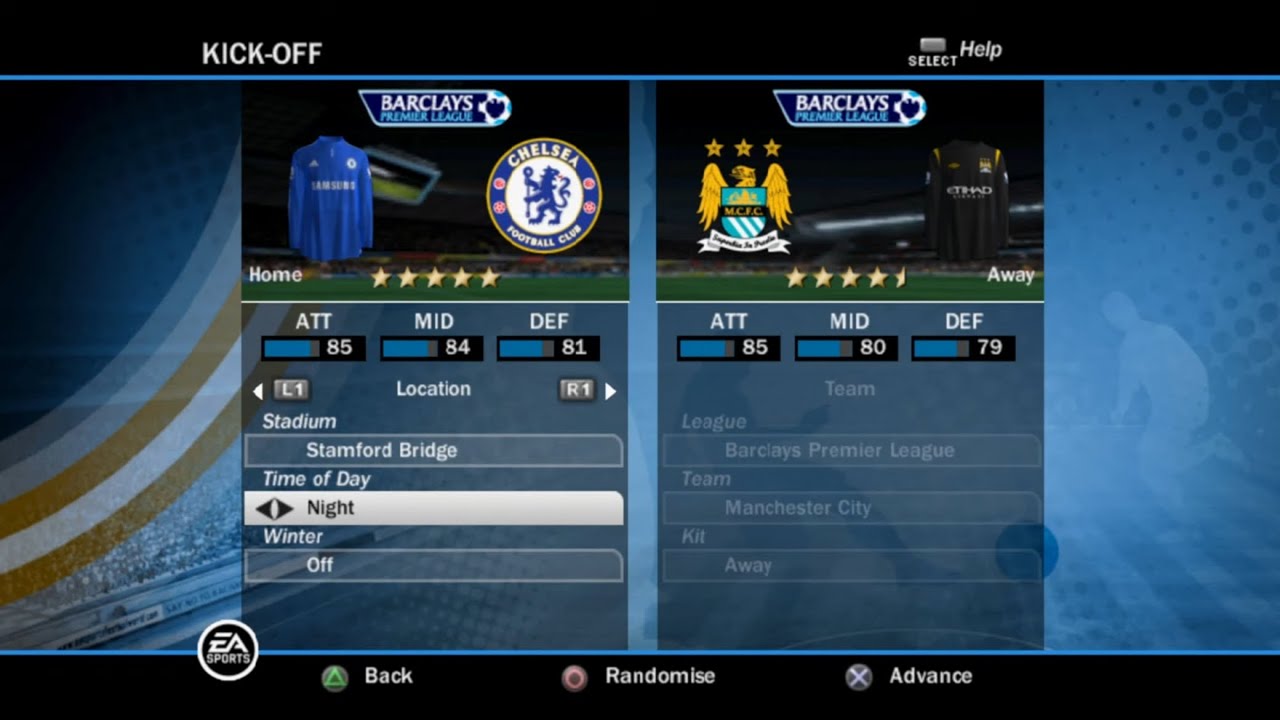 FIFA 10 (PS2) Gameplay - Chelsea vs Manchester City