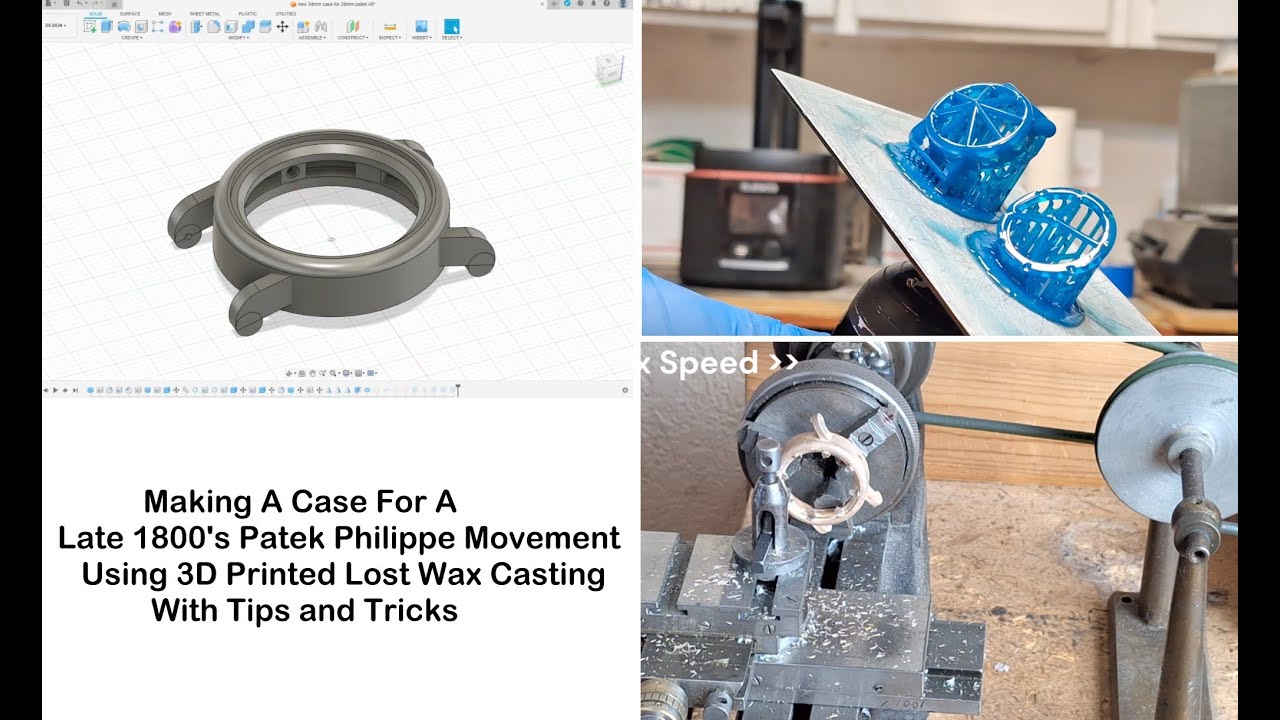 Making a bronze wrist watch case for a Patek Philippe movement using a 3D printed lost wax model.