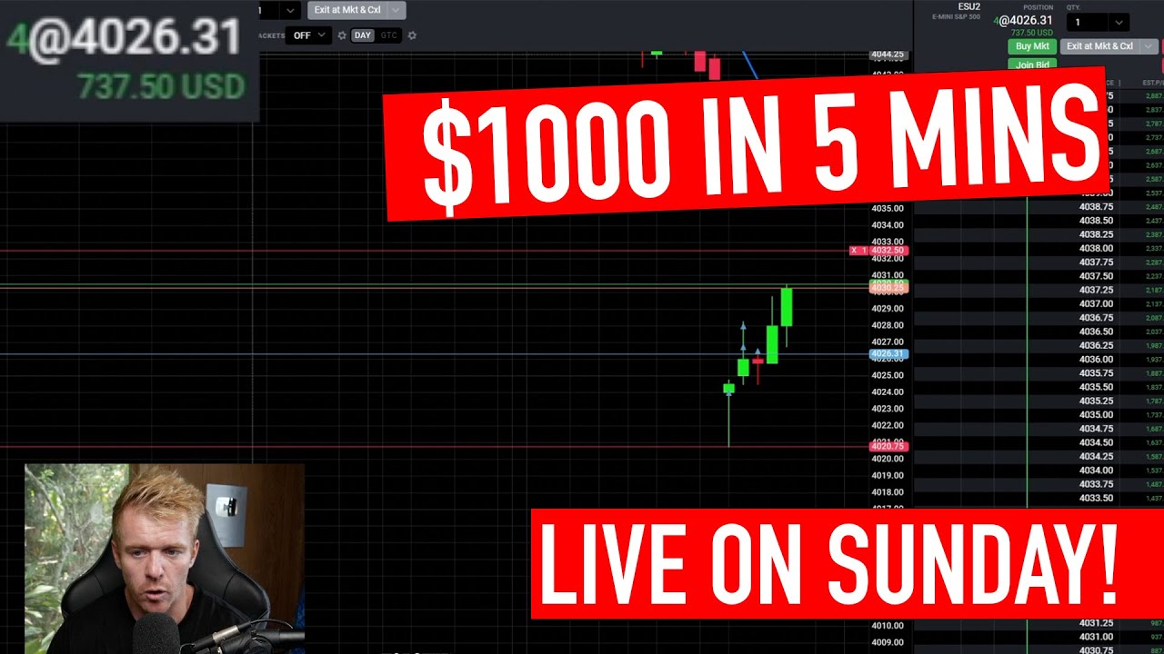 Day Trading Sunday Open! $1000 in 5 Mins EASY!