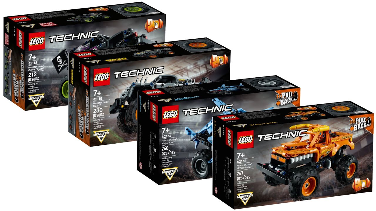 Wszystkie zestawy LEGO Technic Monster Jam Monster Trucks 2021-2022 Kompilacja/kolekcja Szybki mo...