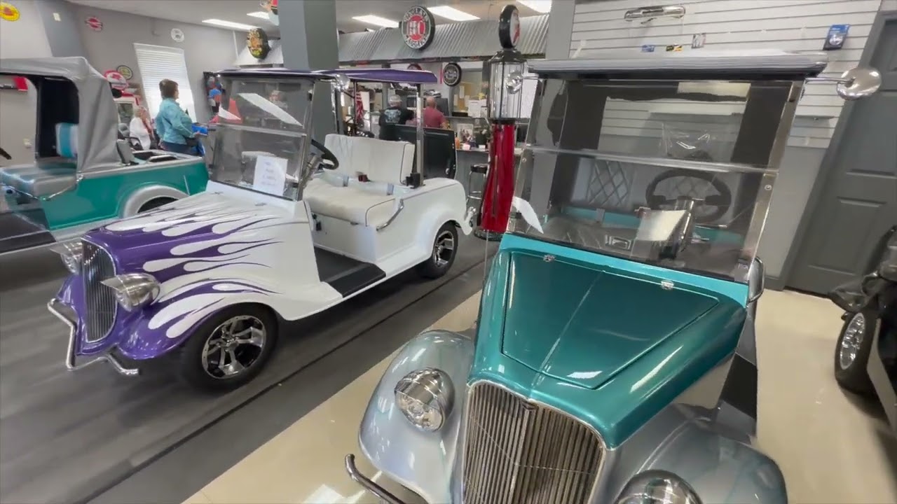 The Villages, FL, Custom Golf Carts, Antique replicas and one that serves booze.