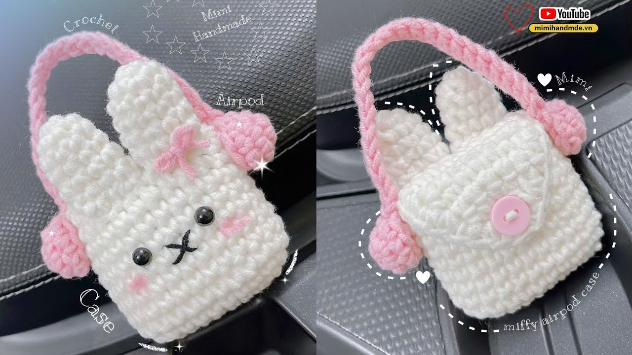 Crochet Miffy Airpod Case Tutorial 🌟 Móc Túi Thỏ Miffy Đựng Tai Nghe, Làm Túi Nhỏ Kèm Headphone