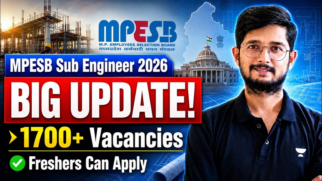 MPESB Sub Engineer 2026 BIG UPDATE 🔥 1700+ Vacancies | Freshers Can Apply | Full Details
