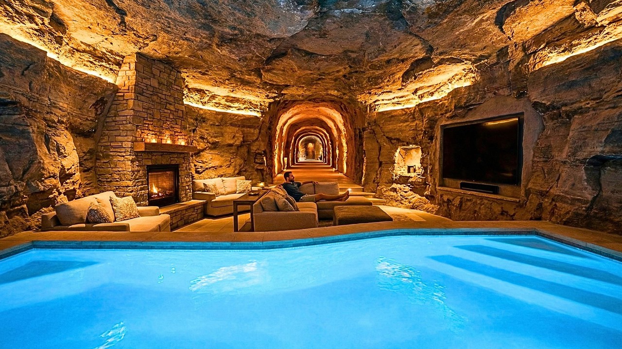 The ultimate secret base! Entrance hidden under a fake rock leads to a massive luxury cave (ASMR)