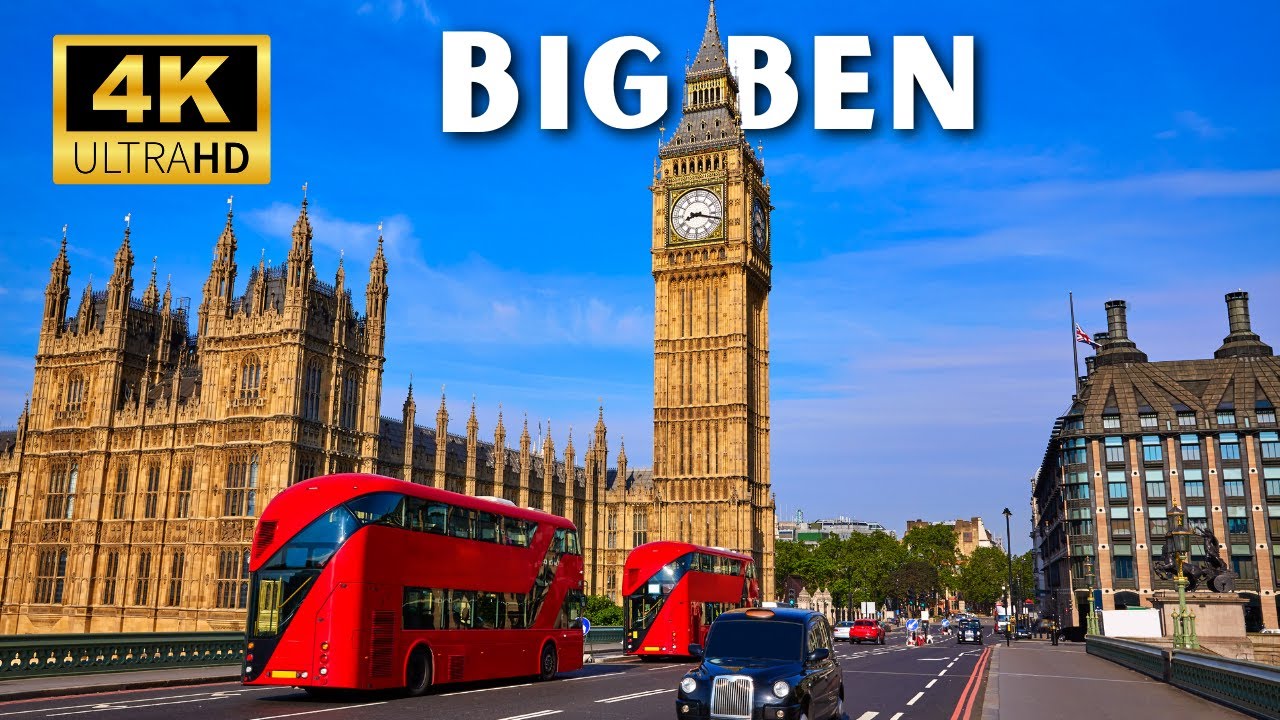 Big Ben 4k Famous Clock in London, England
