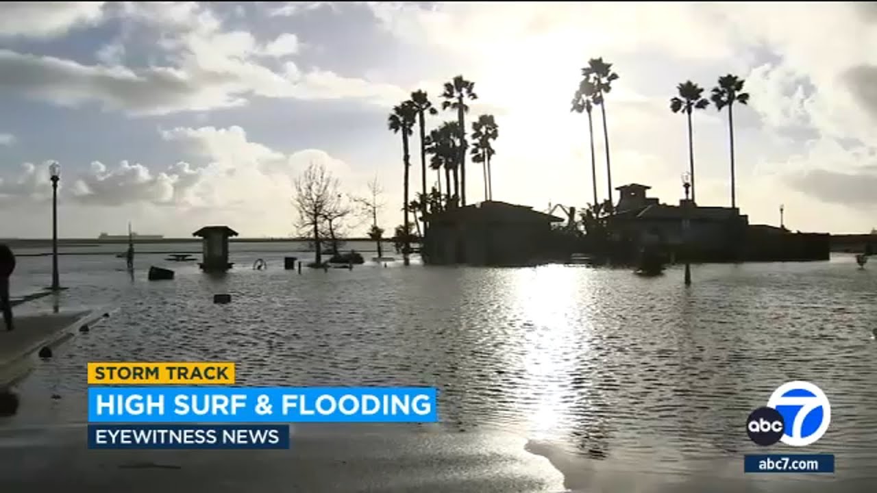 High surf floods Seal Beach restaurant parking lot for second time in less than year, owner says