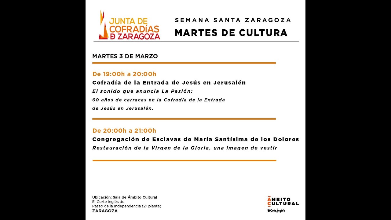 Jornadas Ámbito Cultural 2026 - 3 marzo | Semana Santa Zaragoza