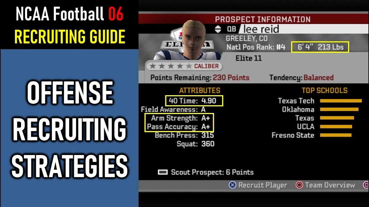 Offense Recruiting Strategies - NCAA Football 06