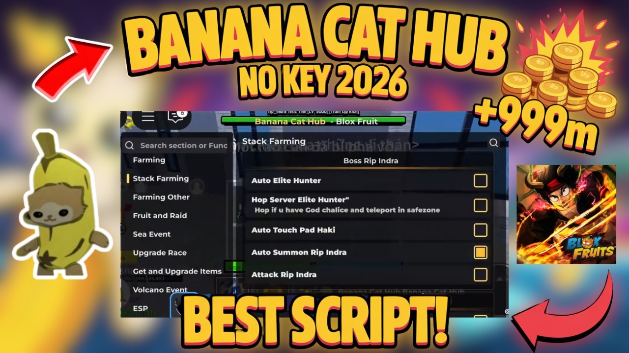 🍌 NEW Banana Cat Hub Script NO KEY (2026) | BEST Blox Fruits Script