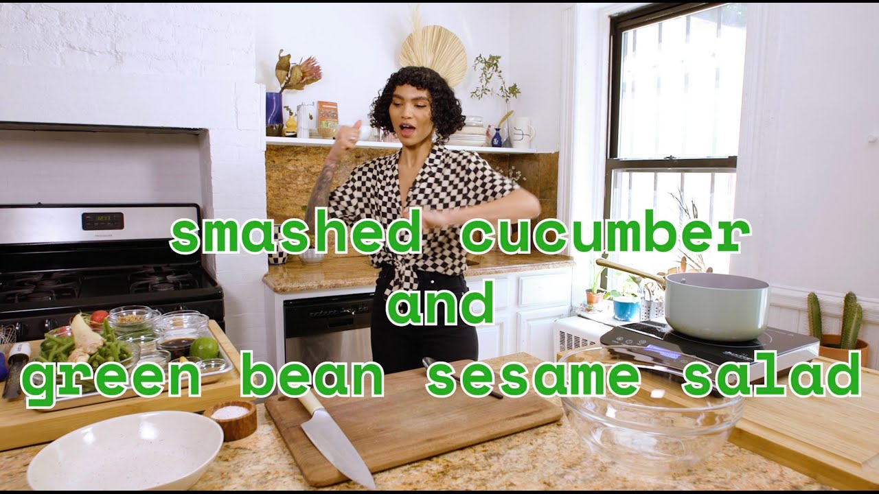 SMASHED CUCUMBER AND GREEN BEAN SESAME SALAD