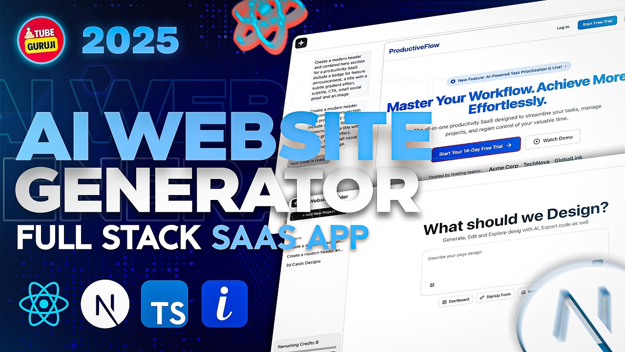 How to Create Full Stack AI Website Generator App with Nextjs, React, Typescript, ImageKit