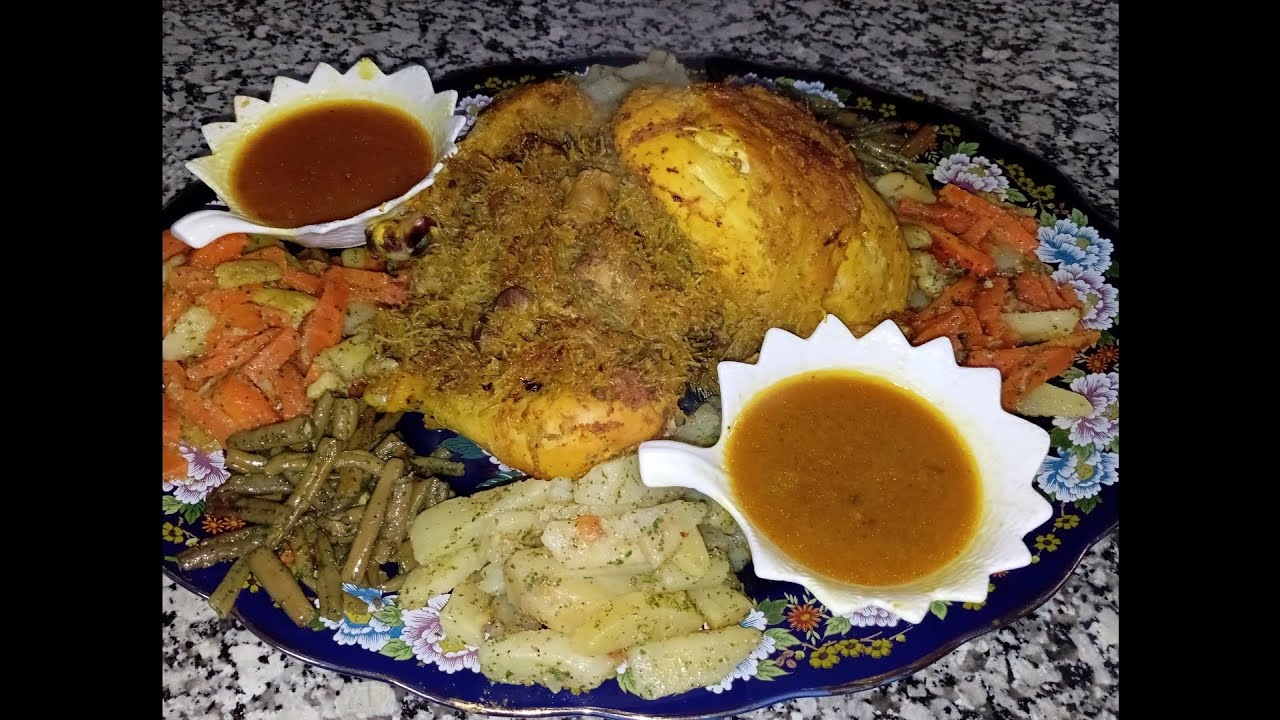 🍗 دجاجة معمّرة فالفران بحشوة بسيطة ولكن لذيذة 🌿 مع خضر مفوّرة لا يقاوم 😋