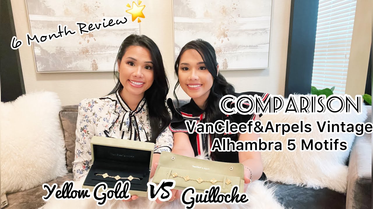 VanCleef&Arpels Vintage Alhambra 5 Motifs Comparison + Review| YellowGold vs Guilloche + Wear & Tear