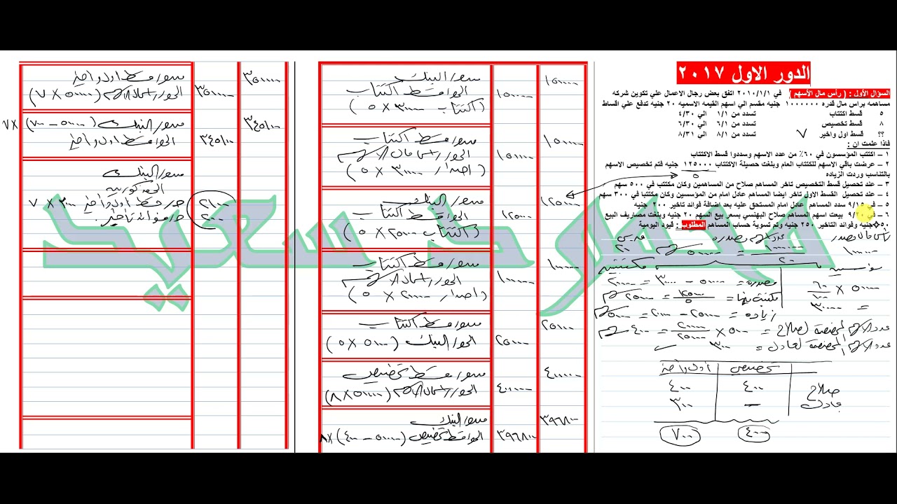 شركات مساهمة دور اول 2017
