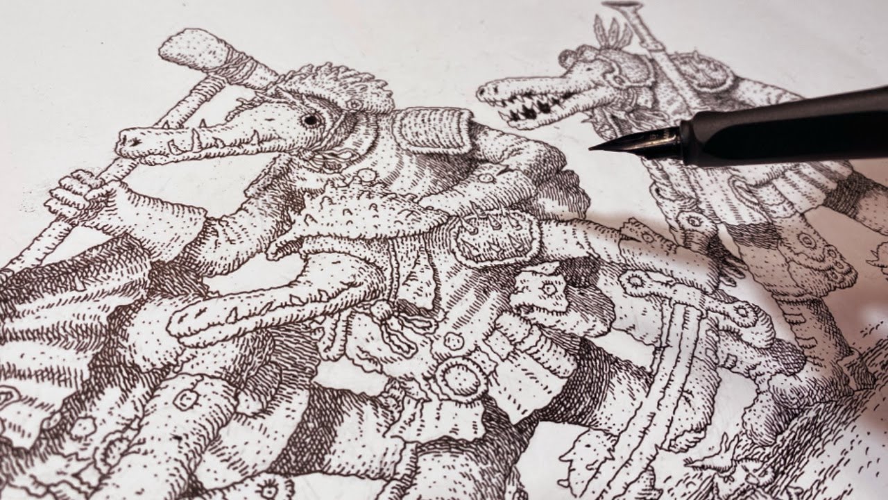 Drawing a Bunch of Alligator Hooligans with a Lamy Safari Fountain Pen
