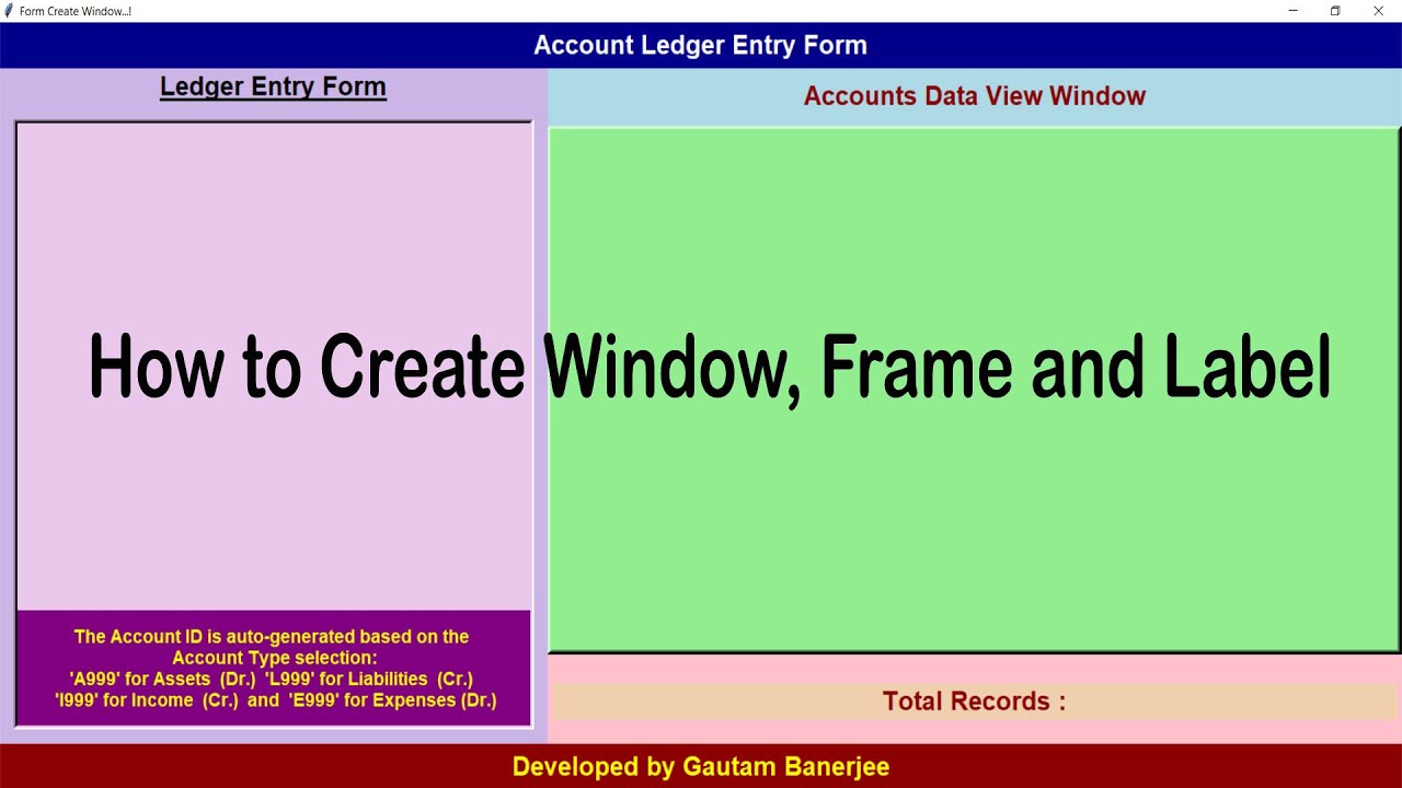 How to Create A branded Ledger Entry Form with dynamic labels and frames | Python #python