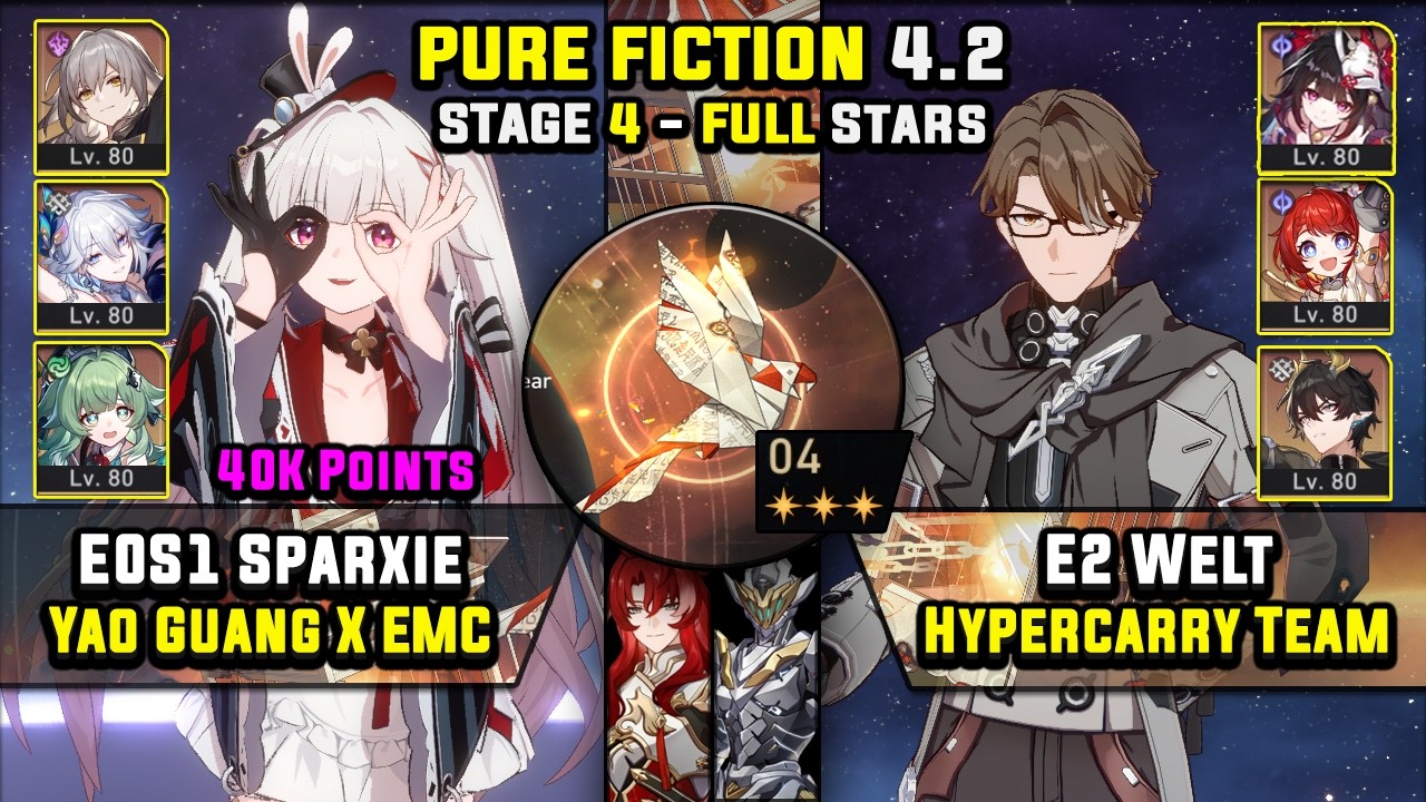 E0 Sparxie Carry W/ EMC & E2 Welt Carry W/ Tribbie (3 Stars) Pure Fiction 4 Honkai Star Rail 4.2